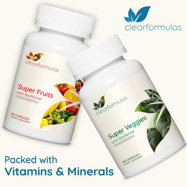 Fruits And Veggies - Whole Food Supplement With Superfood Fruits And Vegetables - Packed With Superfoods - 90 Fruit Capsules - 90 Veggie Capsules