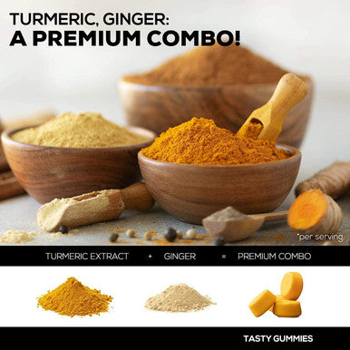 Turmeric Ginger Gummies for Best Absorption, Joint Support, Natural Immune Support, Nature's Turmeric Supplement, Vegan Friendly Vitamins for Men and Women - 60 Gummies
