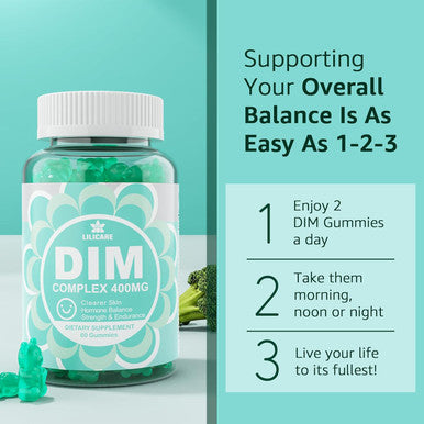 Dim Supplement Women 400Mg, Estrogen Supplement For Women, Sugar Dim Gummies For Men & Women W/ Biotin, Flaxseed Oil, Burdock, Calendula, Bioperine For Hormone Balance, Menopause & Prostate 60Cts