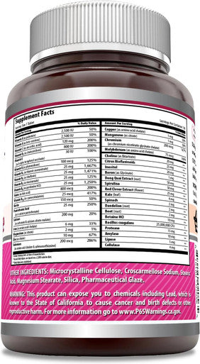 Amazing Nutrition Formulas Multivitamin Food Based Tablets | Perfect Blend of Vitamins Minerals 25 Million CFU probiotics (Women's One Multiple 150 Count)