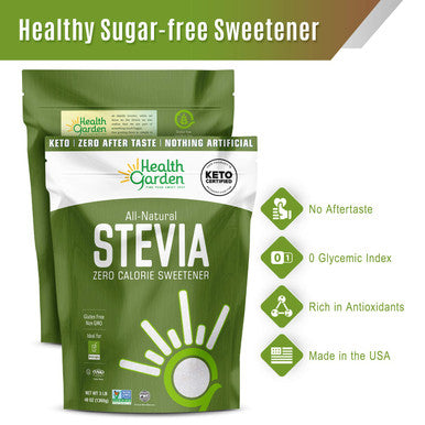 Health Garden Stevia Sweetener Powder - 4:1 Sugar Substitute - All Natural - Gluten - Keto Friendly - Tastes Like Sugar (2 Lbs)