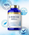 Carlyle D-Ribose Capsules | 3200mg | 180 Pills | Advanced Formula | Non-GMO Gluten Supplement