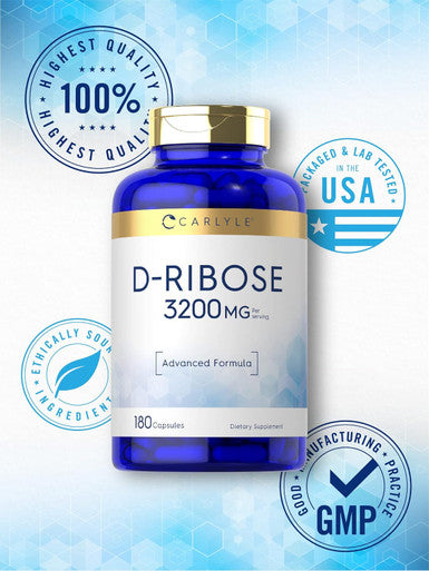 Carlyle D-Ribose Capsules | 3200mg | 180 Pills | Advanced Formula | Non-GMO Gluten Supplement