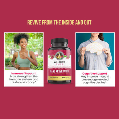 Ancient Bliss Resveratrol Powerful Antioxidant Supplement With Green Tea, Grape Seed Extract, Cardiovascular, Vitality & Immune Support Supplement For Men & Women