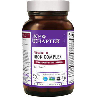 New Chapter Iron Supplement, Fermented Iron Complex (Formerly Iron Food Complex) with Organic Whole-Food Ingredients + Promotes Healthy Iron Levels + Non-Constipating - 60 ct (Packaging May Vary)