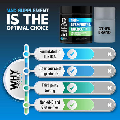 DEDICAD Nad+ Supplement 1000Mg - Pure Nad Supplement Combined To Resveratrol Quercetin Berberine Fisetin Tmg And Grape Seed Energy And Dna Repair Aging Defense Brain Function - 60 Capsules
