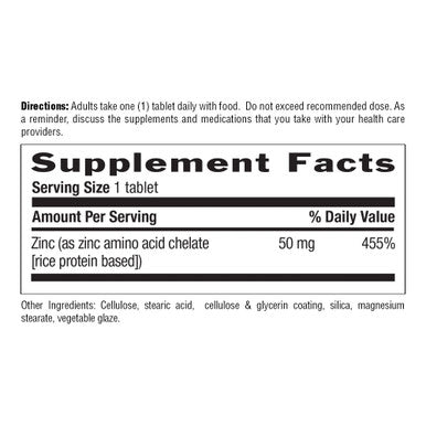 Country Life Zinc 50Mg Amino Acid Chelate 100 Tablets Certified Gluten Free Certified Vegan Non-Gmo Verified