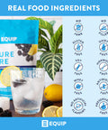 Equip Foods Pure Pre All Natural Pre-Workout Powder | Green Tea Caffeine Sea Salt EAA Vitamin C B6 B12 L-carnitine Agnine | Naturally Boosts Workouts | 30 Servings BlackBerry Lemon Caffeinated