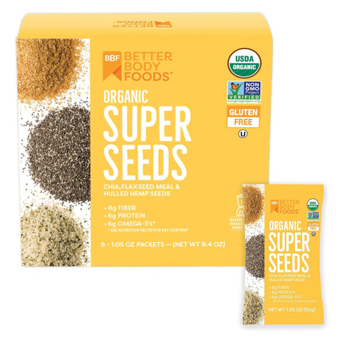 BBF Organic Super Seeds Blend 1 lb, Chia Seeds, Flax Seeds, Hemp Hearts