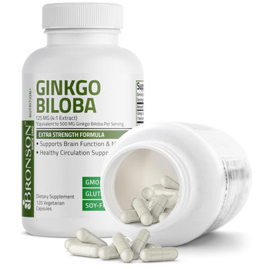 Bronson Ginkgo Biloba Extra Supports Brain Function & Memory Support, 120 Vegetarian Capsules