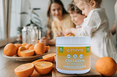 Nuvis Nutrition Collagen Peptides Powder Types I III. 28 Serving. Source Protein with Hyaluronic Acid Vitamins C E and Biotin Pasture Raised Grass Fed unflavored.