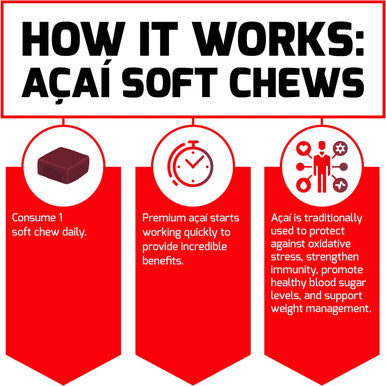 Force Factor Acai Soft Chews for Immune Support Oxidative Stress Defense Superfood and Antioxidants Supplement Non-GMO Gluten- and Vegan Acai Berry Flavor 30 Soft Chews 3-Pack