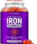 Lifecentrichealth Iron Gummies For Adults & Kids Biotin Zinc Vitamin B Folic Acid Gummies Vegan Gluten Blood Builder Anemia Supplements Tasty Energy Boosting Iron Supplement For Women & Men