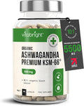 Vitabright Organic Ashwagandha KSM 66 5500mg Ashwagandha High Strength - Ashwaganda KSM66 5% Withanolides 90 Vegan Capsules (3 Months) Pure Ashwagandha Root Powder Capsules (not Ashwagandha Tablets) VitaBright
