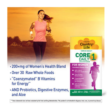 Country Life Core Daily-1 Multivitamins For Women Energy Support 60 Tablets 2 Month Supply
