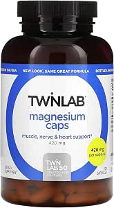 Twinlab Magnesium Caps High Absorption Magnesium Supplement to Support Leg Cramps Relief Magnesium Capsules for Stress Relief 420 mg 200 Count 1 Pack