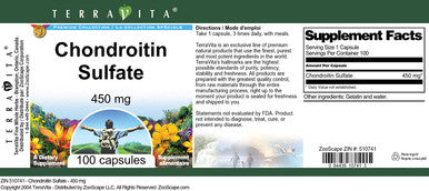 Terravita Chondroitin Sulfate - 450 Mg (100 Capsules, Zin: 510741)