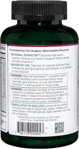 Vitanica Maternal Symmetry Prenatal and Postnatal Vitamins Vegan 180 Capsules