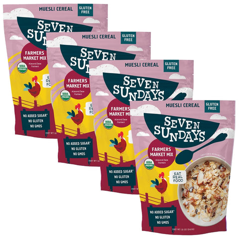Seven Sundays Muesli Cereal, Wild and Free Blueberry Chia Buckwheat, 32 Oz Bag (Pack of 4), Gluten Free, 0g Refined Sugar, Enjoy Warm, Cool or as Overnight Oats