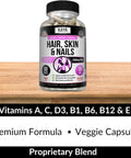 Kaya Naturals Hair Skin Nail Capsules BIOTIN Vitamin D Vitamin B12 A Folic Acid Support Hair Support Vitamin Supplement 180 Count