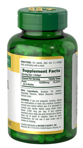 Nature's Bounty Biotin 10 000 Mcg 250 Rapid Release Softgels