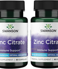 Swanson Zinc Citrate - Mineral Supplement Promoting Healthy Vision & Immune System Health - Natural Formula Supporting Overall Wellness - (60 Capsules 50mg Each) 2 Pack