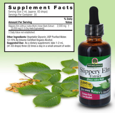 Nature'S Answer Slippery Elm 2 Ounce Extract - Low Organic Alcohol Supports Mucous Membranes Kosher Gluten Made in USA Supports Female Wellness