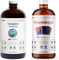 Liquidhealth Complete Multiple Daily Multivitamin & Neurologic Nootropic Liquid Vitamin Bundle for Adults - Whole Body Health Immune Support Improve Memory Focus & Concentration - Vegan Non-GMO