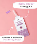 Zooki 3000iu Liposomal Vitamin D3 + K2 Liquid Sachets | 4X Higher Absorption Clinically Proven | Ultimate Immunity Bones Muscles Support | Vegan | (Mixed Berry Flavour