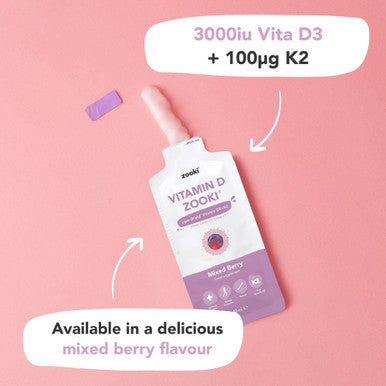 Zooki 3000iu Liposomal Vitamin D3 + K2 Liquid Sachets | 4X Higher Absorption Clinically Proven | Ultimate Immunity Bones Muscles Support | Vegan | (Mixed Berry Flavour