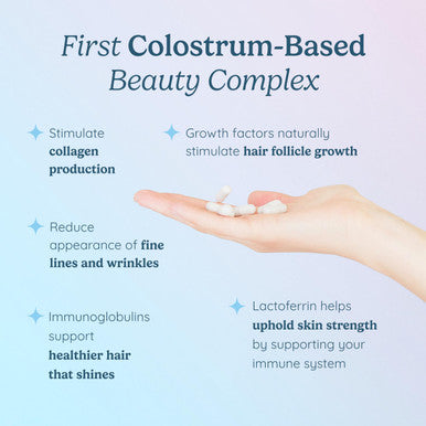 Wondercow Hair Skin And Nails Vitamins W/Bovine Colostrum Collagen Hyaluronic Acid 30 Servings