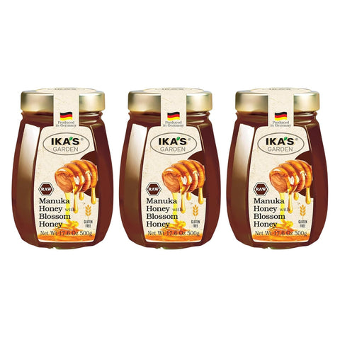 Ika's Garden Raw Manuka Honey with Blossom Honey - 100% Pure, Unfiltered, Gluten-Free Ã¢â‚¬â€œ Product of Germany, 17.6 oz (500g) Jar