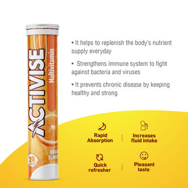 Activise Multivitamin Effervescent Tablets Orange 20S
