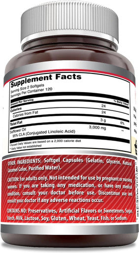 Amazing Nutrition Formulas CLA (Conjugated Linoleic Acid) Supplement | 3000 Mg Per Serving | 240 Softgels | Non-GMO | Gluten | Made in USA