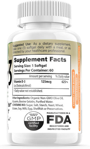 Vitamin D3 5000 Iu Supplement 125 Mcg Soft Gels Specially For Sensitive Stomachs Supplements With Organic Olive Oil Best Vitamin D3 Supplement For Women & Men Made In Usa