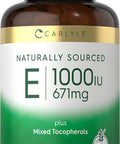 Carlyle Vitamin E Plus Mixed Tocopherols | 1000 IU (671mg) | 120 Softgels | Non-GMO and Gluten Formula | Naturally Sourced Vitamin E Supplement