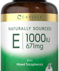 Carlyle Vitamin E 1000 IU Softgels with Mixed Tocopherols 120 Pills Naturally Sourced Supplement NonGMO and Gluten Free Formula