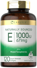 Carlyle Vitamin E 1000 IU Softgels with Mixed Tocopherols 120 Pills Naturally Sourced Supplement NonGMO and Gluten Free Formula