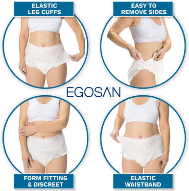 EGOSAN Maxi Incontinence Underwear, Pull Up Style Lightweight Breathable Disposable with Newly Designed Acquisition Layer, Form-Fitting with Maximum Absorbency for Active Men and Women (Medium, 14 ct)