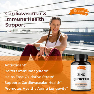 SIRUNES Immune Booster - Immunity Support Multivitamin - Vitamin C And D3, Elderberry, Zinc, Ecea, Ginger, Turmeric - Antioxidant, Energy And Vigor, Brain Boost, Stress Relief (Zinc Quercetin)