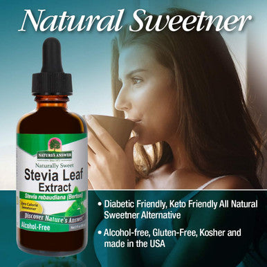 Nature'S Answer Alcohol- Stevia Leaf Liquid Extract Drops 2-Fluid Oz Gluten and Alcohol Standardized Stevia Drops | Natural Sweetener | Diabetic Friendly | Keto Friendly