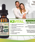 Vitamin D3 K2 Liquid Drops 5000 IU of D3 and 200mcg of 99.9 AllTrans Patented K2 MK7 K2Vital Max Absorption Immune Support for Kids and Adults 30 Servings by Double Wood Supplements