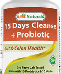 Best Naturals 15 Day Gut & Colon Cleanse + Probiotics for Women & Men with Senna Cascara Sagrada & Psyllium Husk- 30 Capsules - Non-GMO & Gluten .