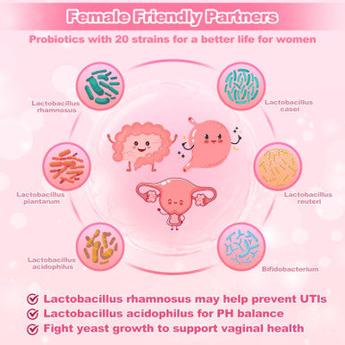 KFG Women's Probiotic 100 Billion CFUs 20 Strains with Organic Prebiotics Cranberry & D Mannose for Boost Immune Digestive Gut Vaginal & Urinary Health Gluten Dairy & Soy Free 100 Tablets.