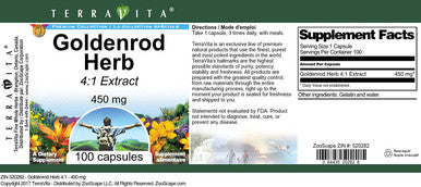 Terravita Goldenrod Herb 4:1-450 Mg (100 Capsules, Zin: 520282)