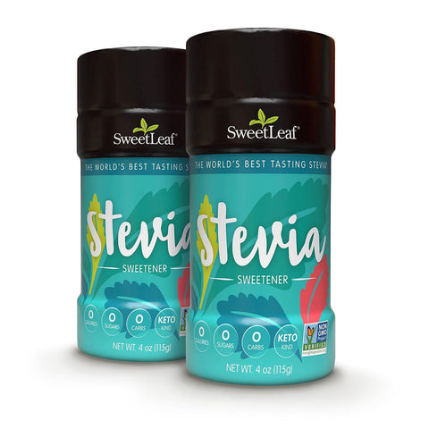 SweetLeaf Stevia Powder Shaker Jar Zero Calorie Sweetener with Stevia Leaf Extract No Artificial Sweetener Additives Sugar Keto Friendly Non GMO Gluten 4 Oz (Pack of 2)