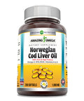 Amazing Omega Norwegian Cod Liver Oil 1000 Mg 250 Softgels | Lemon Flavor