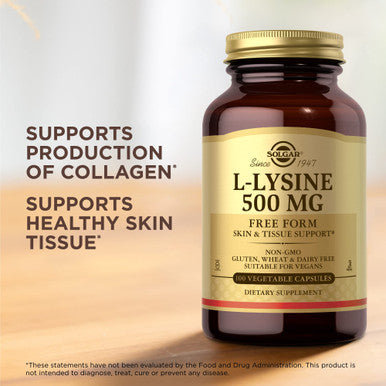 Solgar L-Lysine 500 Mg - 100 Vegetable Capsules - Skin & Tissue Support - Non-Gmo Vegan Kosher Gluten Free - 100 Servings