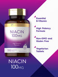 Carlyle Niacin 100Mg | 300 Vegetarian Tablets | High Potency Formula | Non-Gmo, Gluten Free Supplement