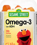 Sesame Street Omega 3 Gummies for Kids 2 88 mg Total Fish Oil per Gummy 4 Month Supply No Fishy Aftertaste of Dairy Gelatin Peanut Gluten Brain Eye Support 120 Gummies with EPA DHA